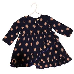 Pink Chicken (6-12 Months) Navy Blue with pink dots